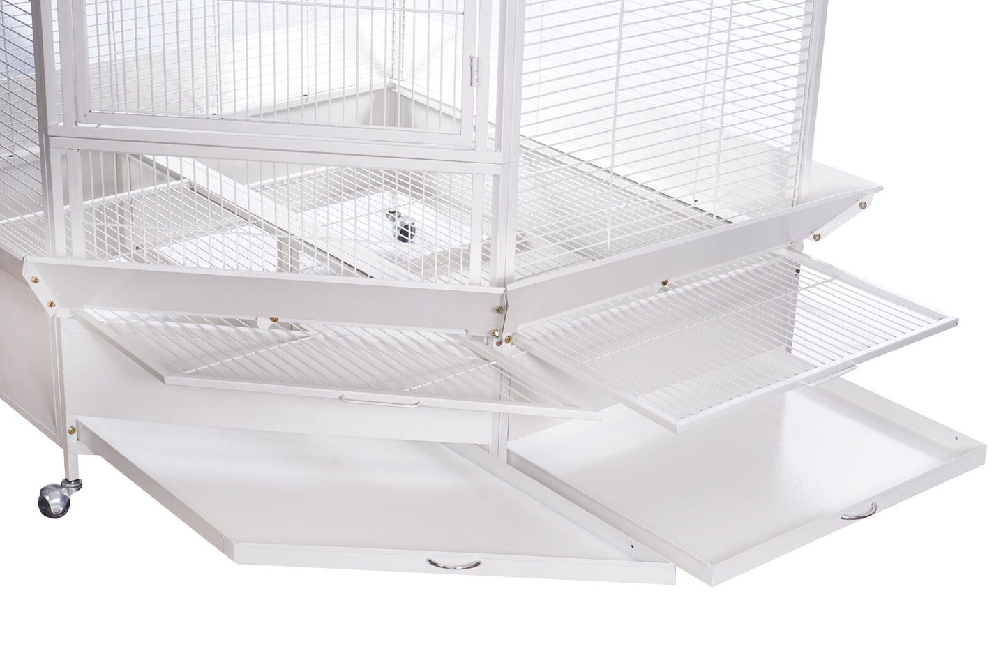 YES4PETS 185cm XXL White Corner Bird Cage Pet Parrot Aviary  Perch Castor Wheel With Cover