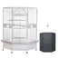 YES4PETS 185cm XXL White Corner Bird Cage Pet Parrot Aviary  Perch Castor Wheel With Cover