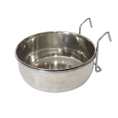 YES4PETS 2 x Stainless Steel Pet Rabbit Bird Water Food Bowl Feeder Chicken Poultry Coop Cup 887ml