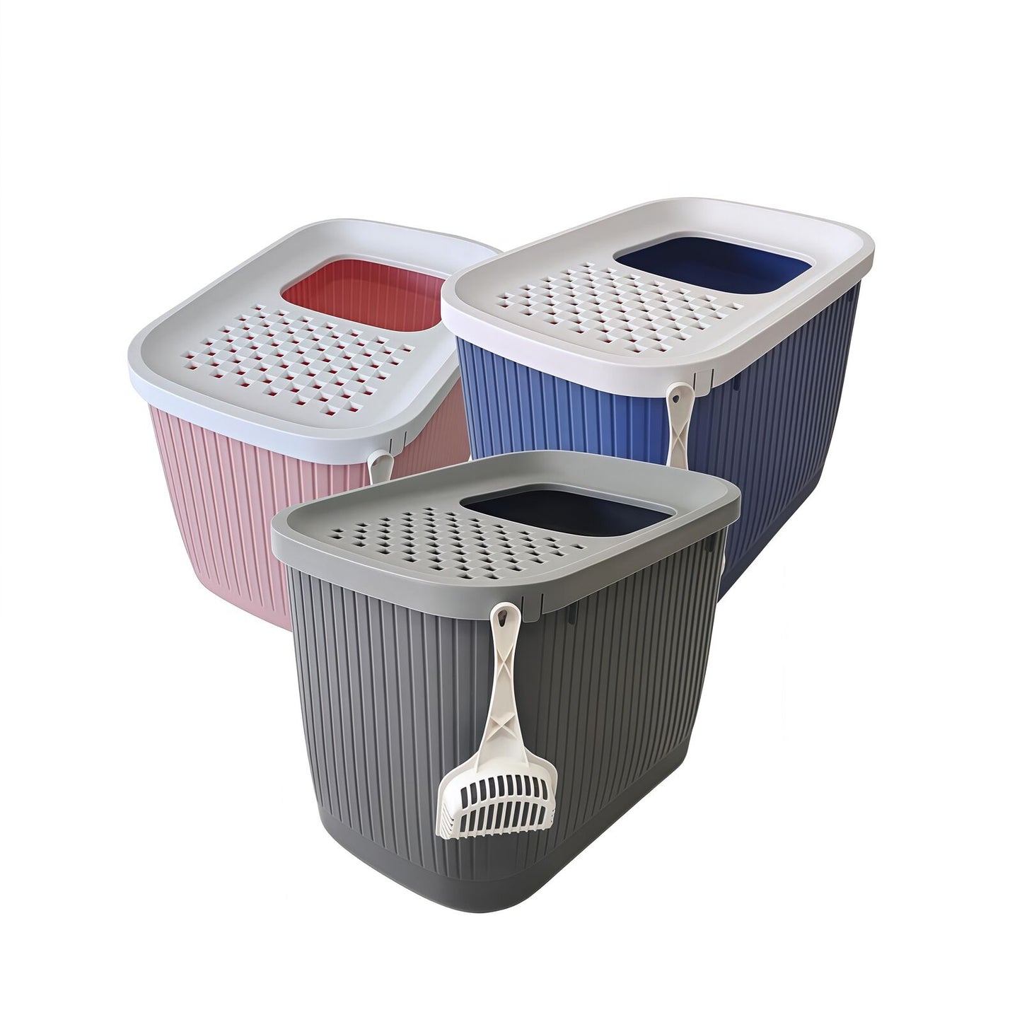 2 X YES4PETS XXL Top Entry Cat Litter Box No Mess Large Enclosed Covered Kitty Tray
