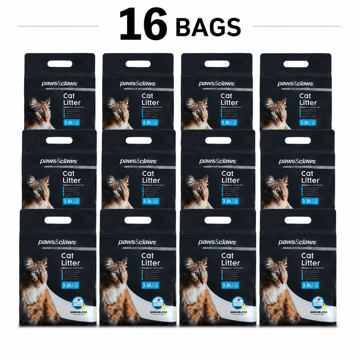 16 Bags Cat Litter Silica Crystals Silicone Crystal 3.8L Per Bag