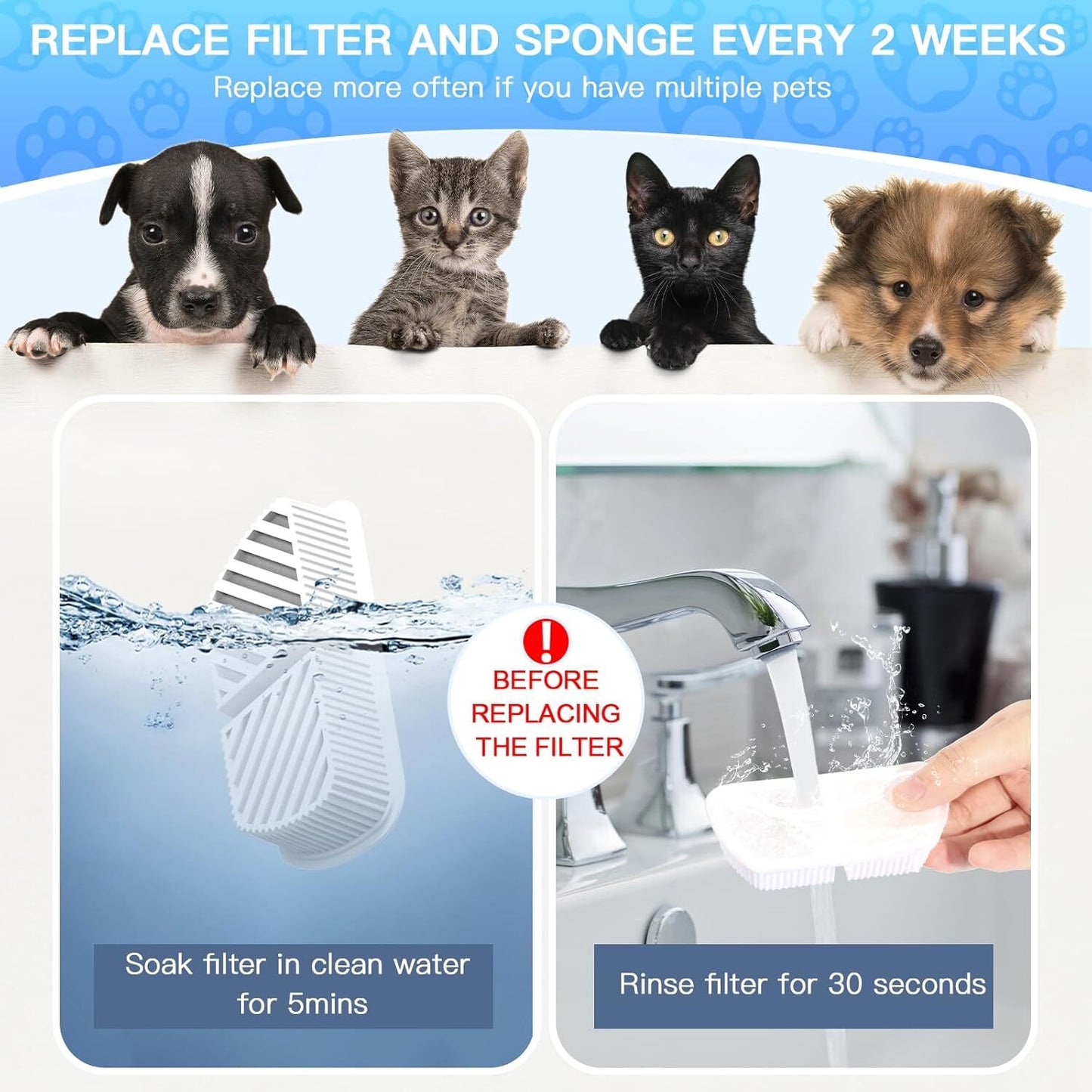 YES4PETS 8 x Pet Dog Cat Fountain Filter Replacement Activated Carbon Ion Exchange Resin Triple Filtration System Automatic Water Dispenser PW-115