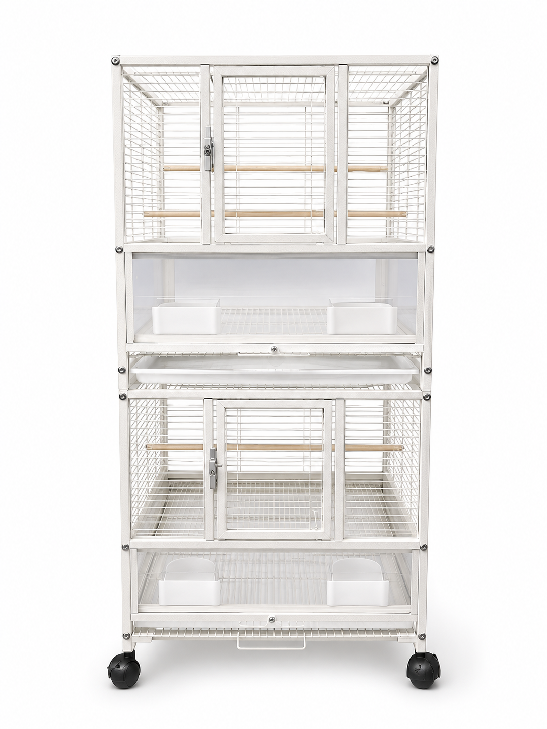 YES4PETS White Bird Transport Budgie Cage Parrot Aviary Carrier with Wheels