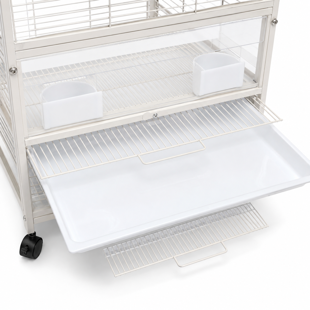 YES4PETS White Bird Transport Budgie Cage Parrot Aviary Carrier with Wheels