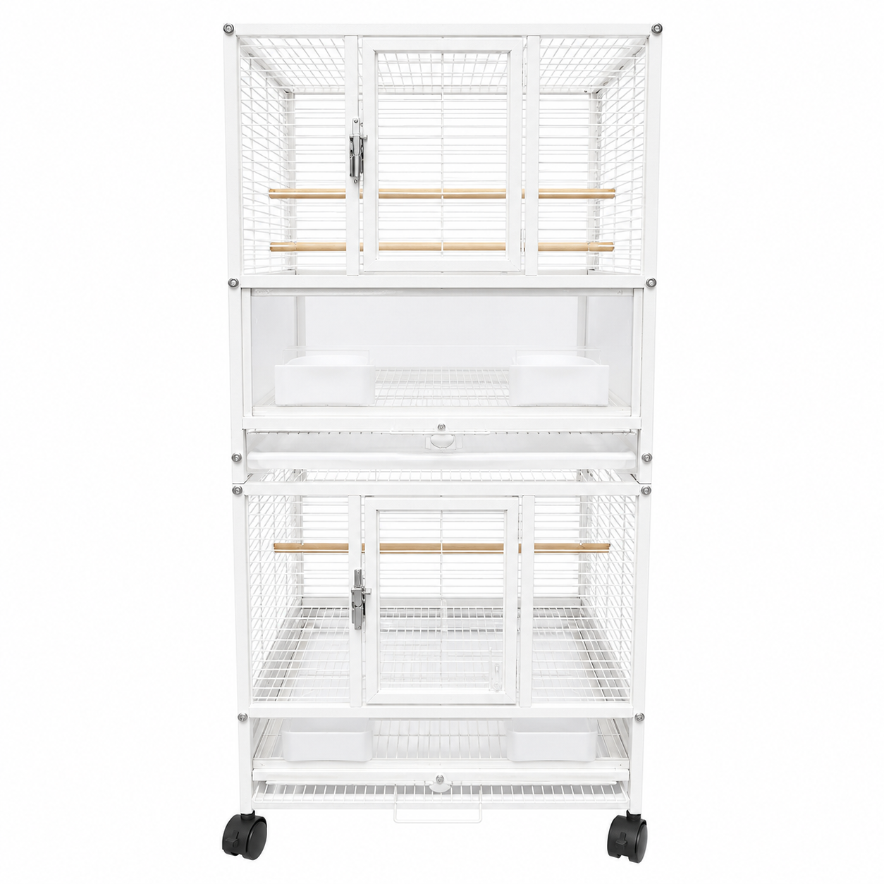 YES4PETS White Bird Transport Budgie Cage Parrot Aviary Carrier with Wheels