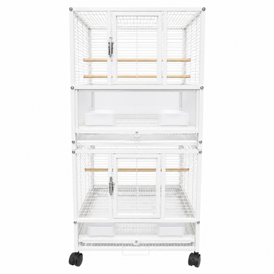YES4PETS 110 CM High White Bird Transport Budgie Cage Parrot Aviary Carrier with Wheels