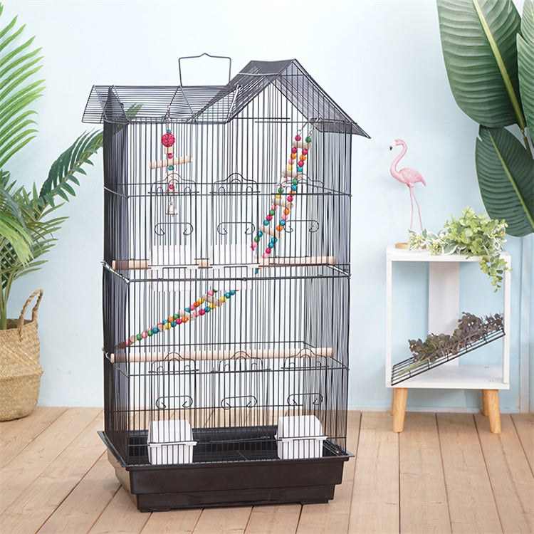 YES4PETS Small Bird Cage Aviary for Budgies Finches Canaries Parakeets with House Shaped Roof With Toys