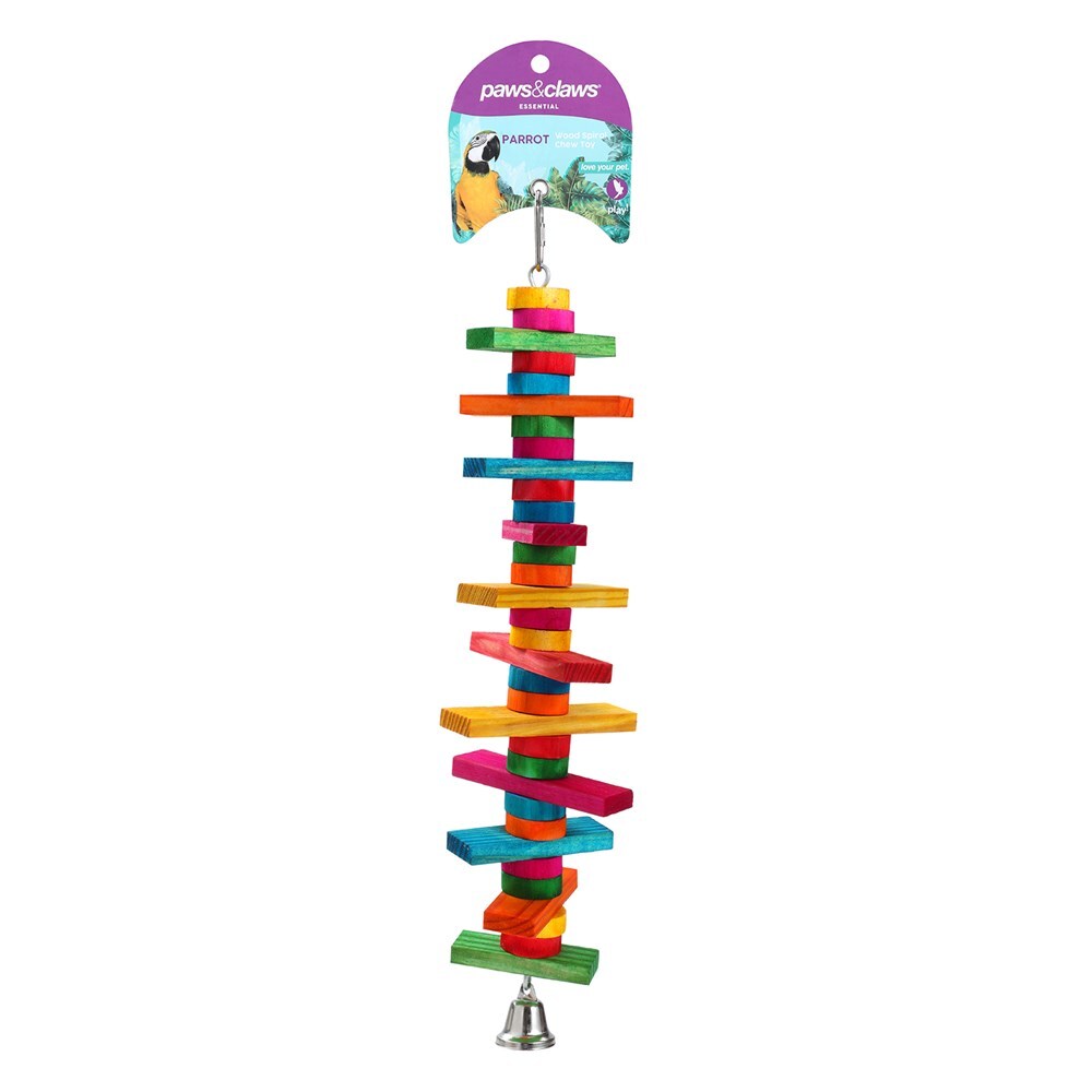 YES4PETS 3 X Wood Spiral Chew Toy Birds Parrot Parakeet Cockatiel Budgie