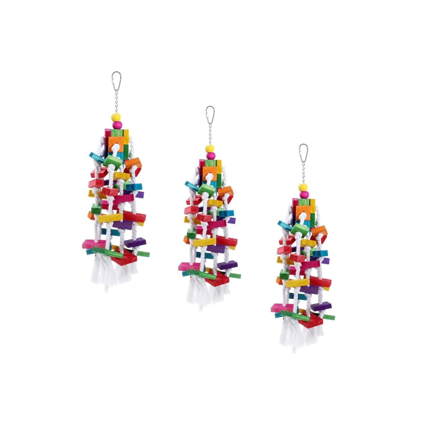 YES4PETS 3 x Large Wood Hanging Swing Bird Parrot Parakeet Cockatiel Budgie Rope Toy