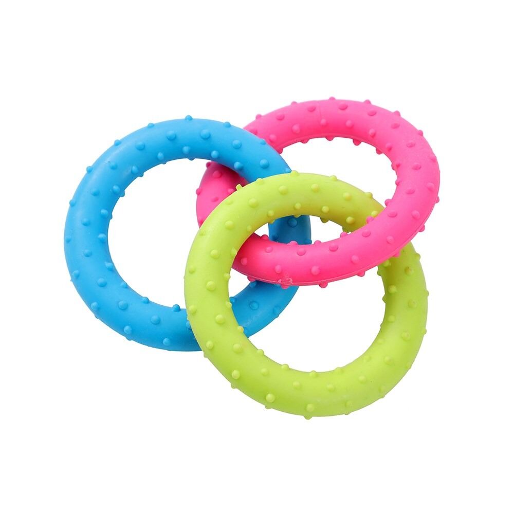3 x Small Dog Puppy Fetch Toy Tugger Spikey Ring Large 16cm