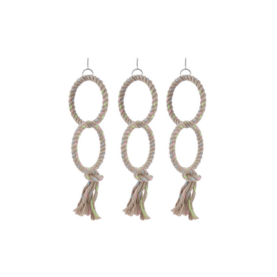 YES4PETS 3 x Jute Double Ring Toy Parrot Parakeet Cockatiel Budgie