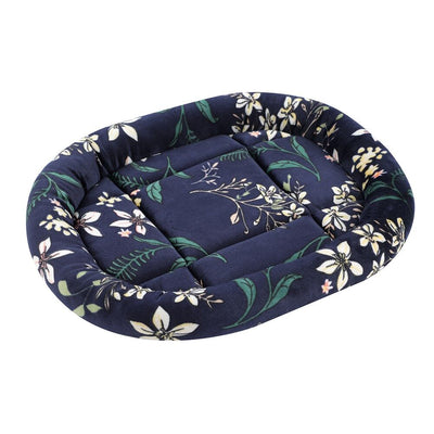 3 x Floral Oval Cat Dog Bed Soft Cozy Washable Warm Pet Bed 42x36x4cm