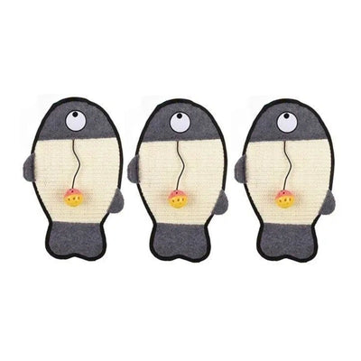 3 x YES4PETS Cat Toy Fish Sisal Scratch Pad with Ball  38 x 26cm