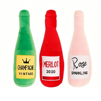 3 x Dog Puppy Fun Beer Bottle Soft Toy Dental Hygiene Chew Play Toy
