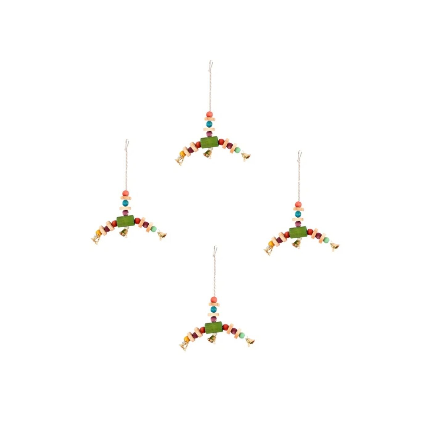 YES4PETS 4 X Bird Toy Hanging Pine w Bells 20x26cm Parrot Budgies Canaries Cockatiels Parakeet