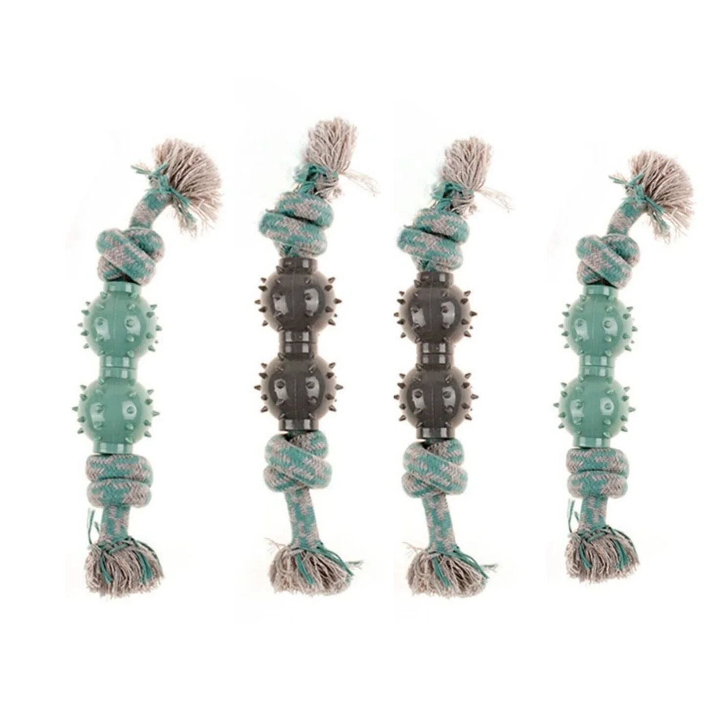 YES4PETS 4 x Dog Toy Rope Double Tug Spiky Ball 28cm Chew Rope Play Dental Puppy
