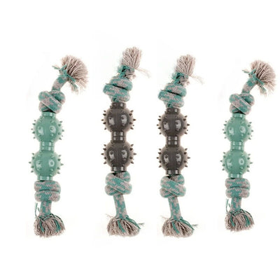 YES4PETS 4 x Dog Toy Rope Double Tug Spiky Ball 28cm Chew Rope Play Dental Puppy