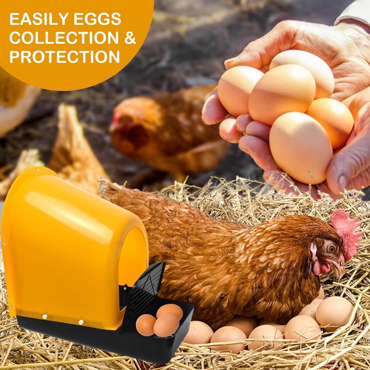 YES4PETS 5x Large Yellow Roll Out Nesting Box for Chickens with Egg Collection Tray and Wall Mount