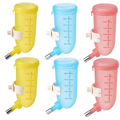 YES4PETS 6 x 500ml Dog Cat Hamster Rabbit Water Bottle Hanging Drinking Dispenser Feeder