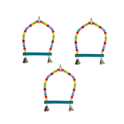 YES4PETS 3 x Hanging Swing Bird Parrot Parakeet Cockatiel Budgie Toy With Bells