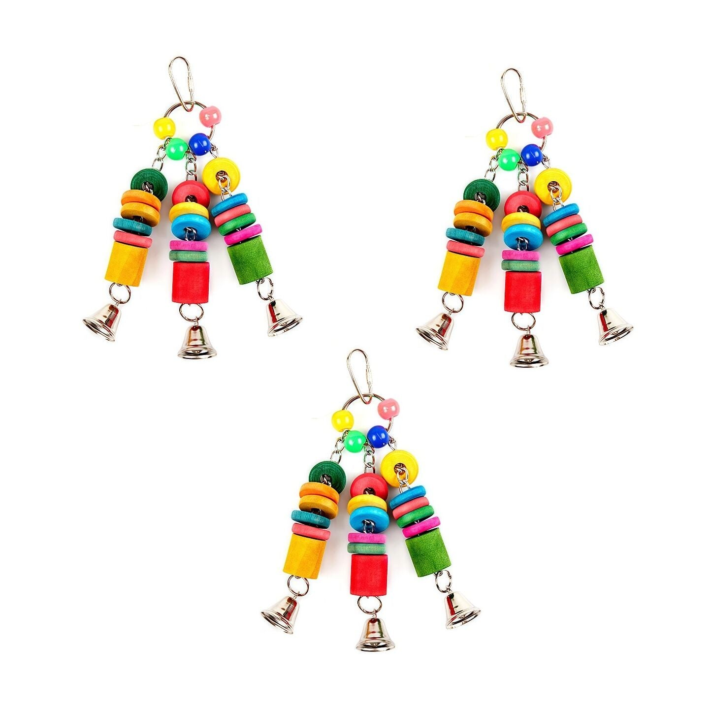 YES4PETS 3 x Small Hanging Bird Parrot Parakeet Cockatiel Budgie Bell Toy
