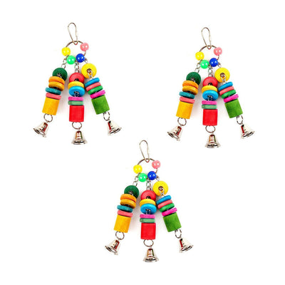 YES4PETS 3 x Small Hanging Bird Parrot Parakeet Cockatiel Budgie Bell Toy