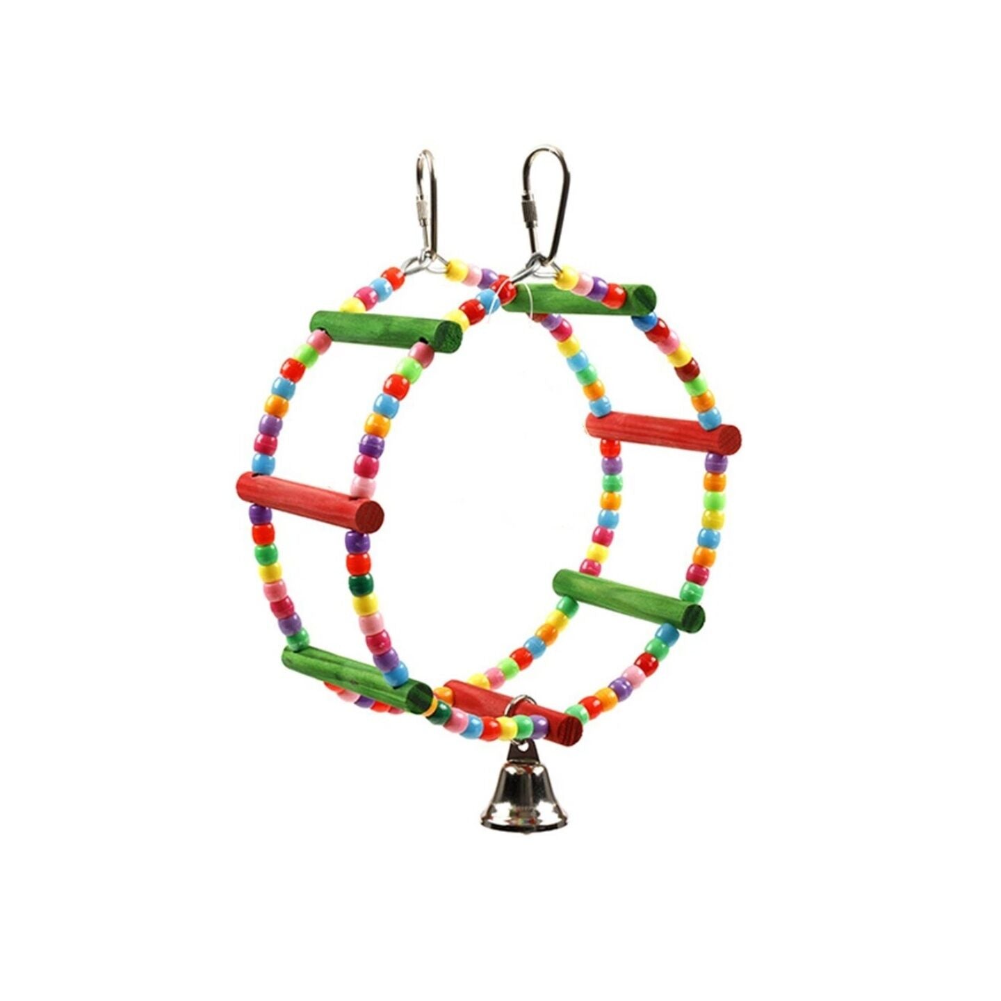 YES4PETS 3 x Hanging Wheel Bird Parrot Parakeet Cockatiel Budgie Toy With Bells