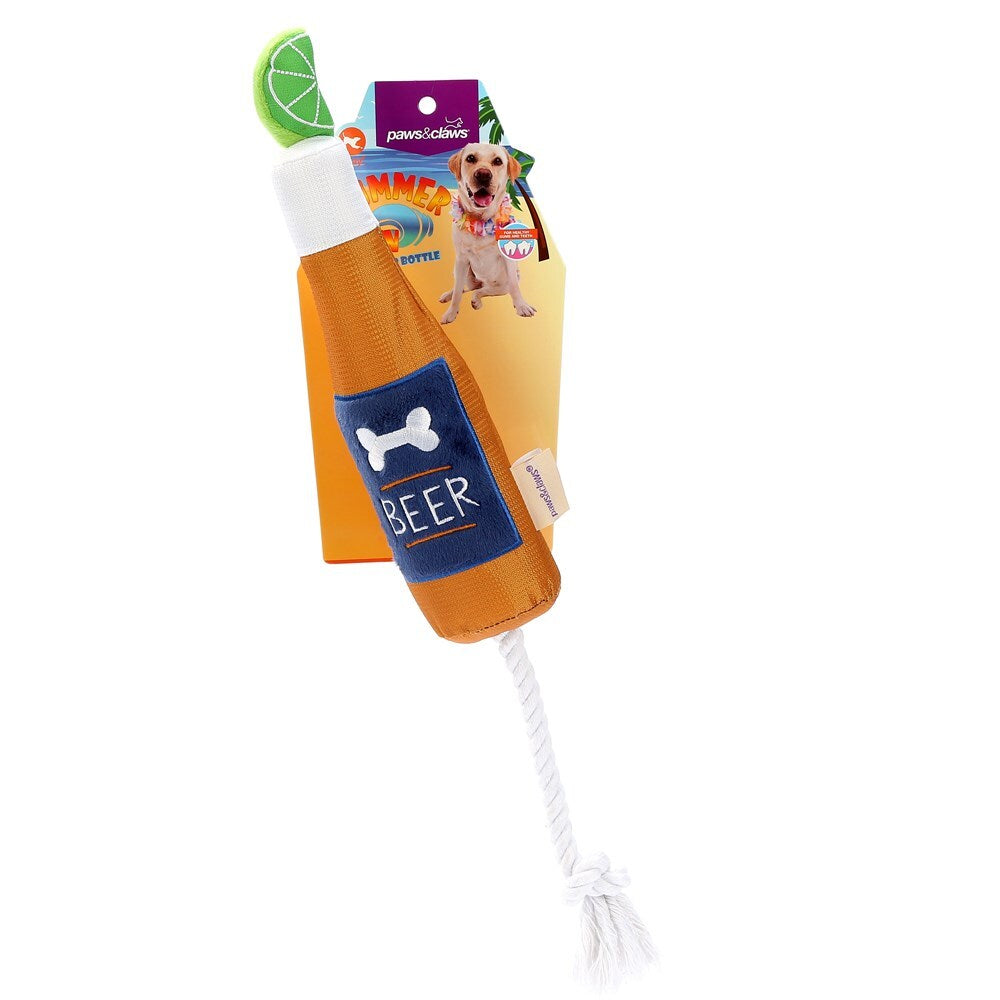 YES4PETS 2 x Dog Puppy Summer Fun Beer Bottle Soft Toy Dental Hygiene Chew Play Toy