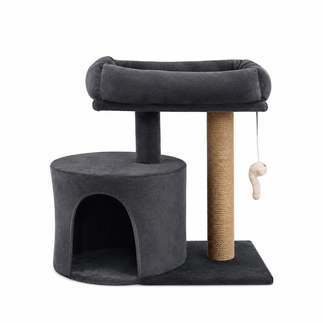 Dark Grey Cat Scratching Tree Scratcher Post Pole Furniture Gym House 50x35x48.5CM