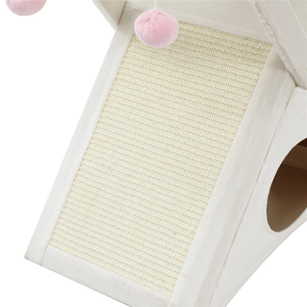 YES4PETS Beige Cat Scratching Tree Scratcher Post Pole Furniture Gym House