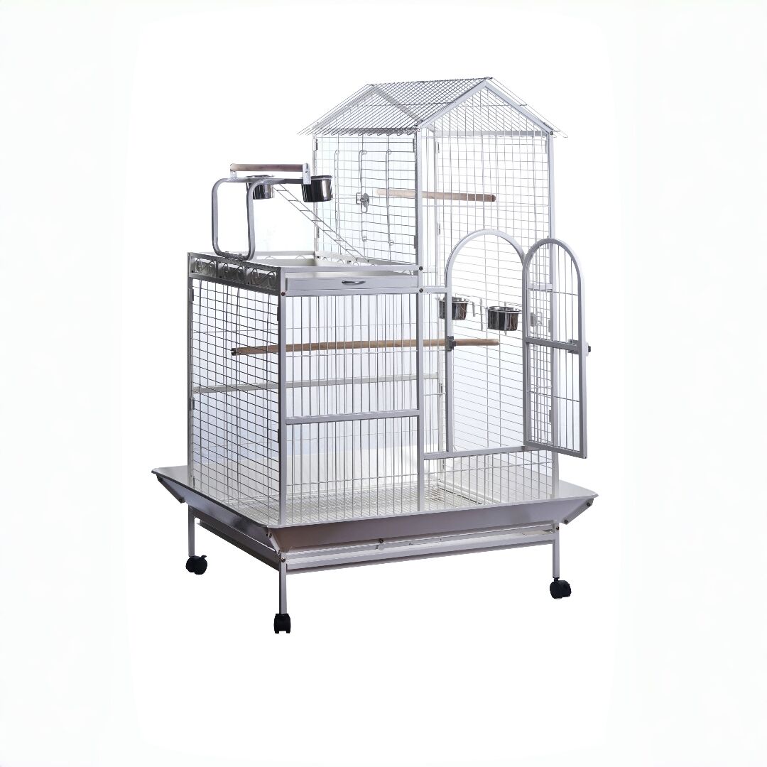 YES4PETS White 160cm XL Bird Cage Pet Parrot Aviary Perch Castor Wheels