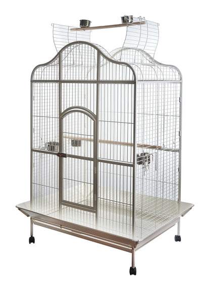 YES4PETS White XL Bird Cage Pet Parrot Aviary with Perch & Feeder