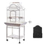 YES4PETS White Large Bird Budgie Cage Parrot Aviary Carrier With Stand & Wheel+Cover