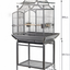 YES4PETS White Large Bird Budgie Cage Parrot Aviary Carrier With Stand & Wheel+Cover