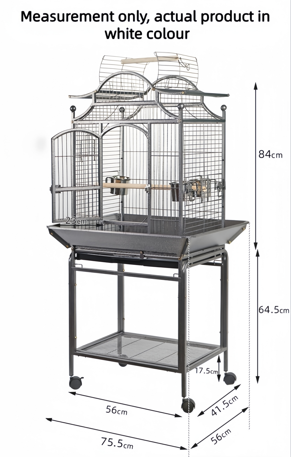 YES4PETS White Large Bird Budgie Cage Parrot Aviary Carrier With Stand & Wheel+Cover