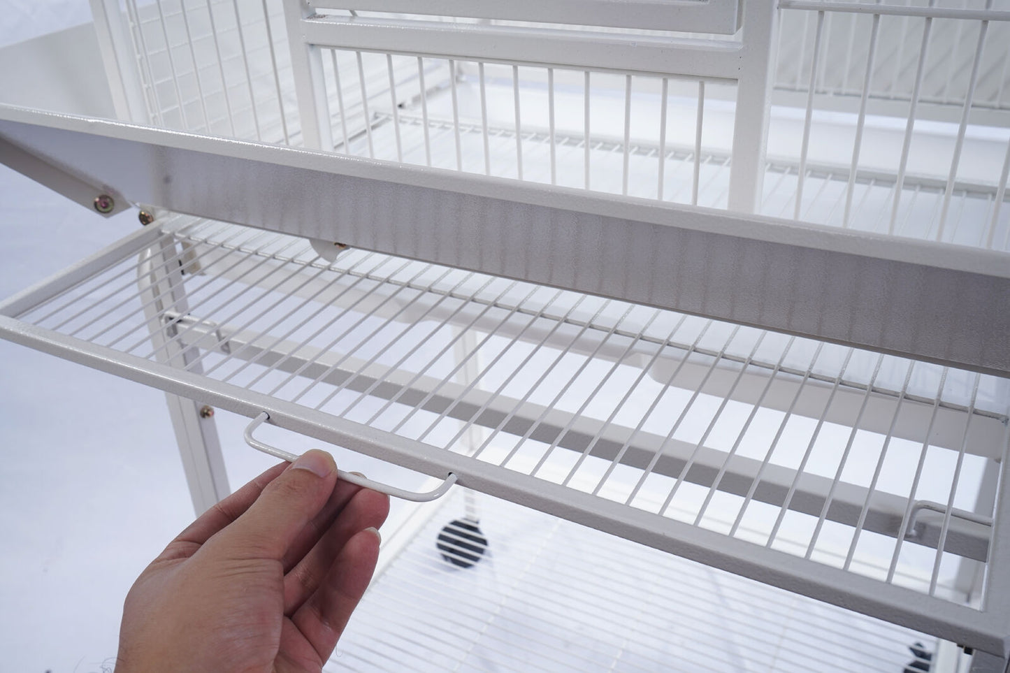 YES4PETS White Large Bird Budgie Cage Parrot Aviary Carrier With Stand & Wheel