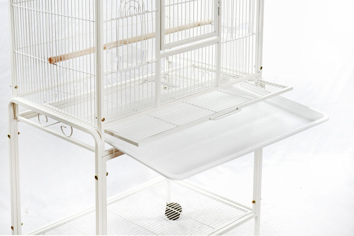 YES4PETS 135cm White Bird Cage Parrot Aviary Pet Stand-alone Budgie Perch Castor Wheels With Cover