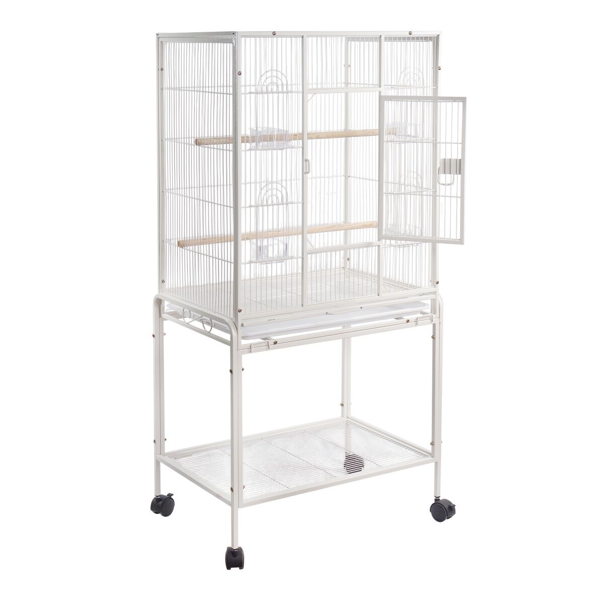 YES4PETS 135cm Bird Cage Parrot Aviary Pet Stand-alone Budgie Perch Castor Wheels