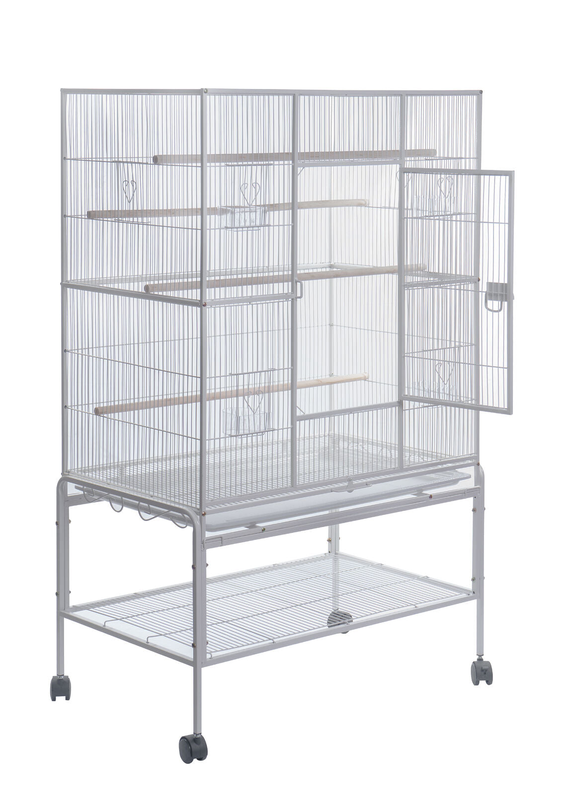 YES4PETS 140cm White Bird Cage Parrot Aviary Pet Stand-alone Budgie Perch Castor Wheels