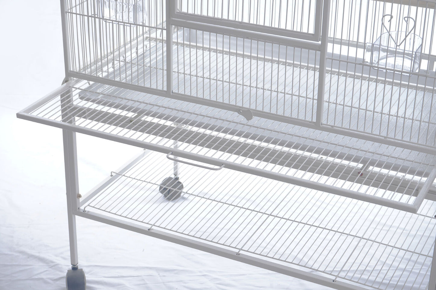 YES4PETS 140cm White Bird Cage Parrot Aviary Pet Stand-alone Budgie Perch Castor Wheels