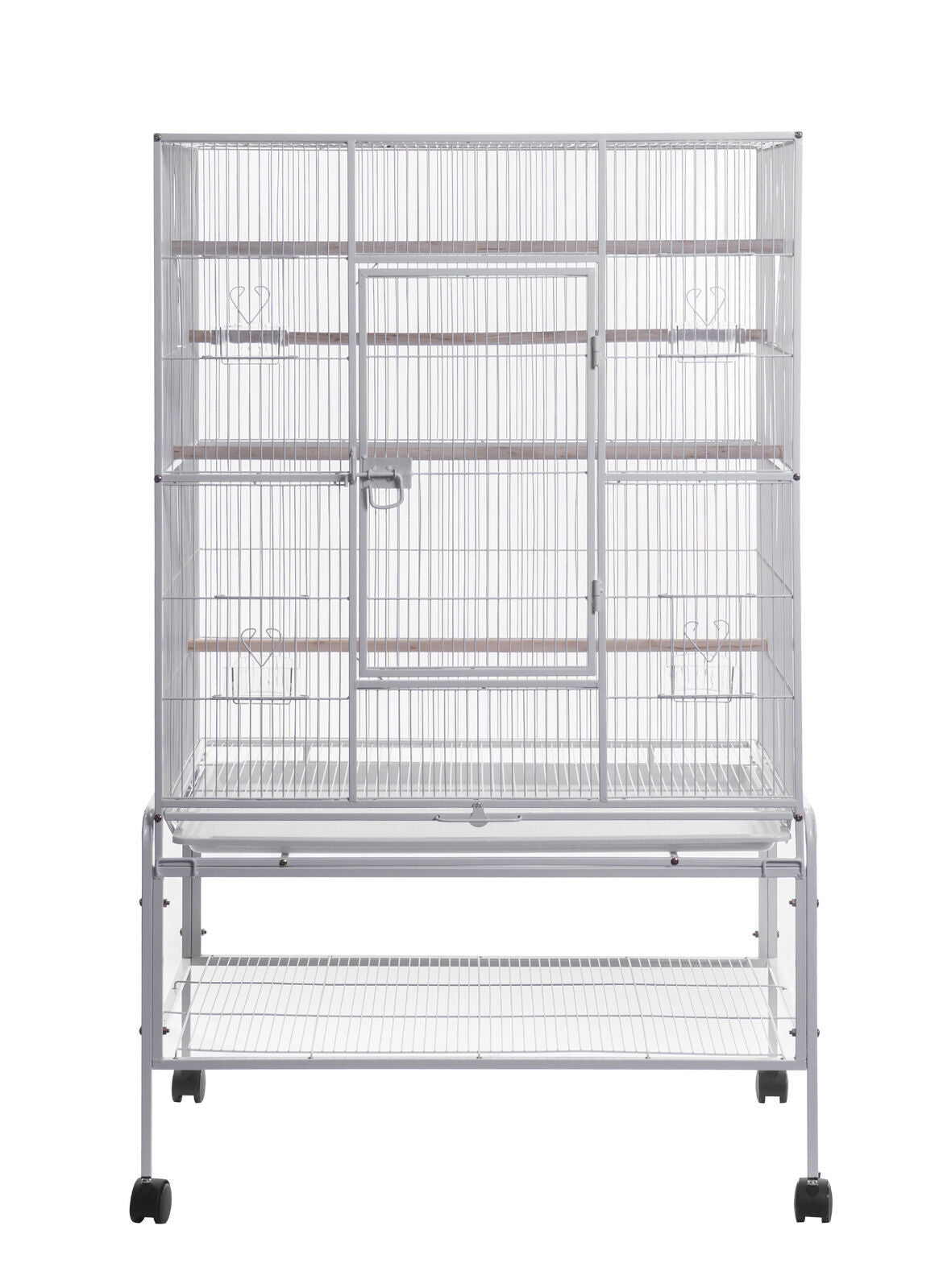 YES4PETS 140cm White Bird Cage Parrot Aviary Pet Stand-alone Budgie Perch Castor Wheels