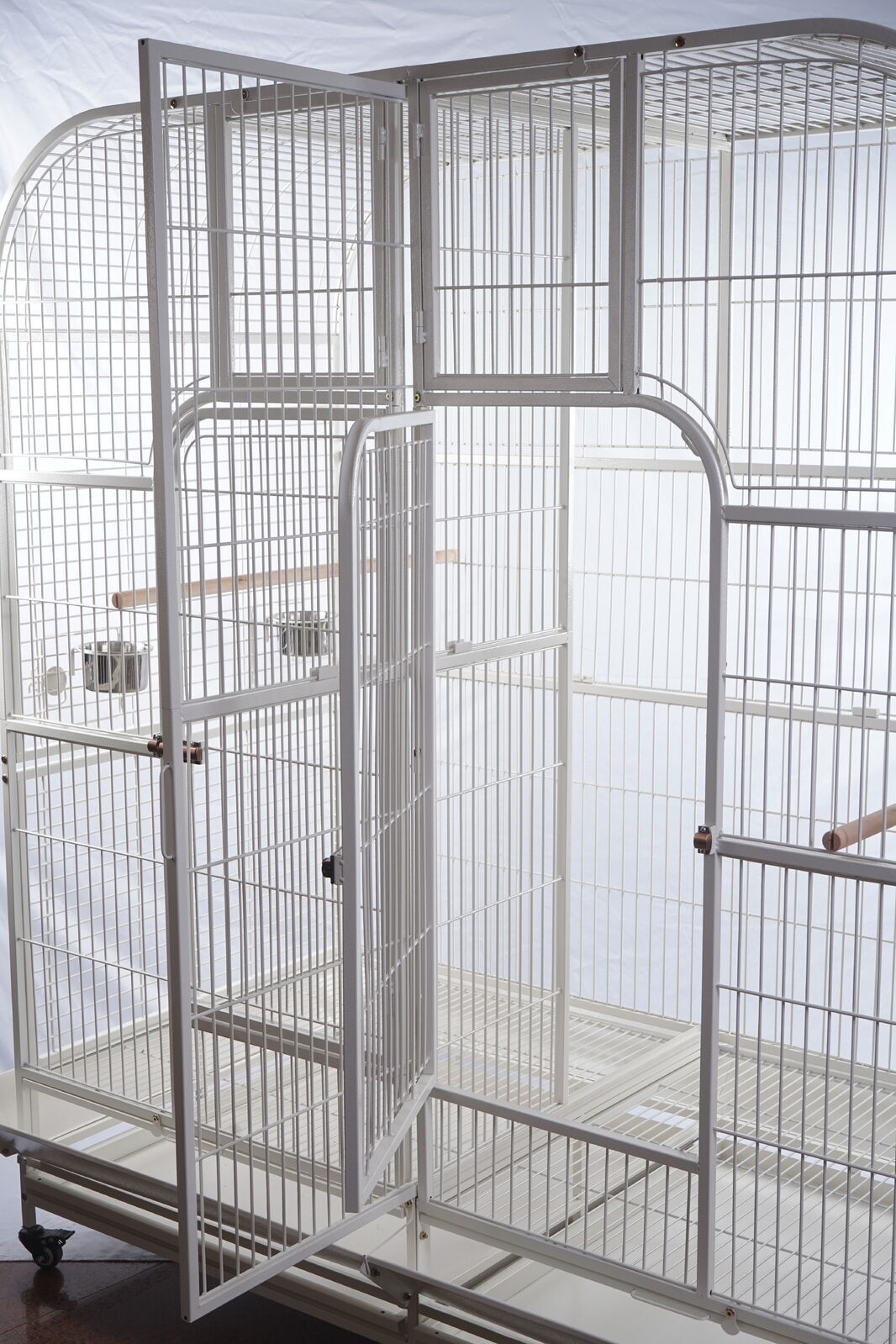 YES4PETS XXXL 185 cm White Bird Cage Pet Parrot Aviary  Perch Castor Wheel Removable Divider Cover