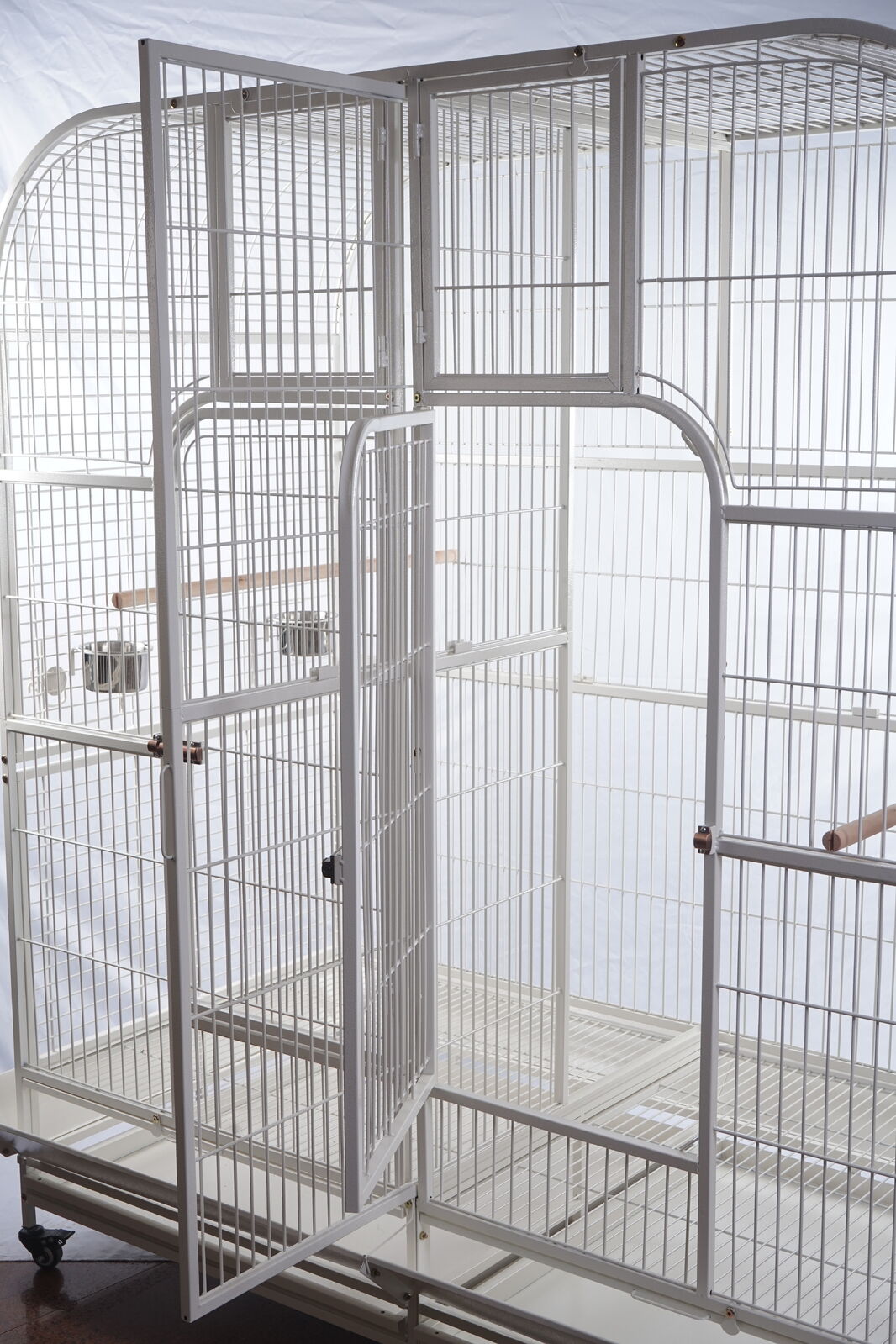 YES4PETS XXXL 185 cm White Bird Cage Pet Parrot Aviary Perch Castor Wheel Removable Divider