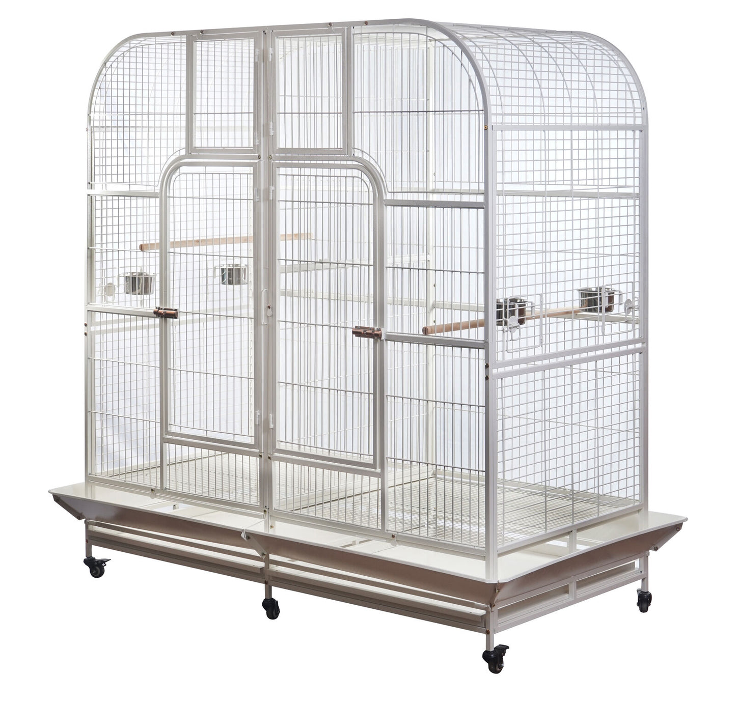 YES4PETS XXXL 185 cm White Bird Cage Pet Parrot Aviary Perch Castor Wheel Removable Divider