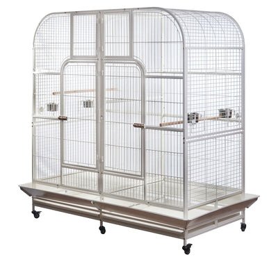 YES4PETS XXXL 185 cm White Bird Cage Pet Parrot Aviary Perch Castor Wheel Removable Divider