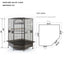 YES4PETS 185cm XXL Corner Bird Cage Pet Parrot Aviary  Perch Castor Wheel With Cover