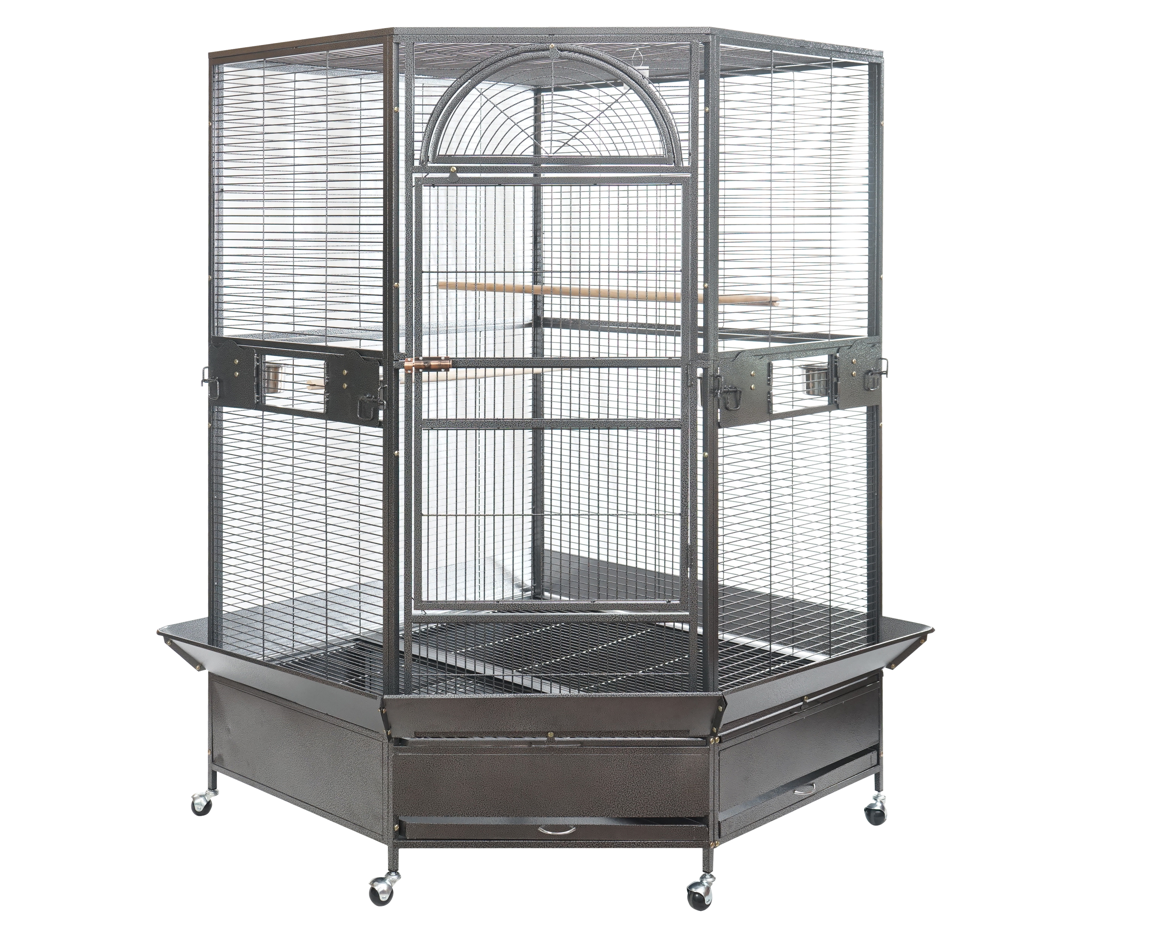 YES4PETS 185cm XXL Corner Bird Cage Pet Parrot Aviary  Perch Castor Wheel With Cover