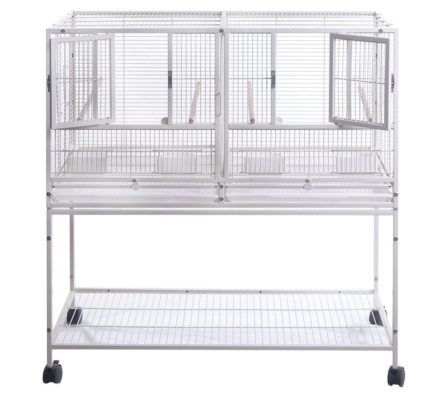 YES4PETS 208cm Stackable White Breeding Bird Budgies Aviary Cage Shelf Wheels
