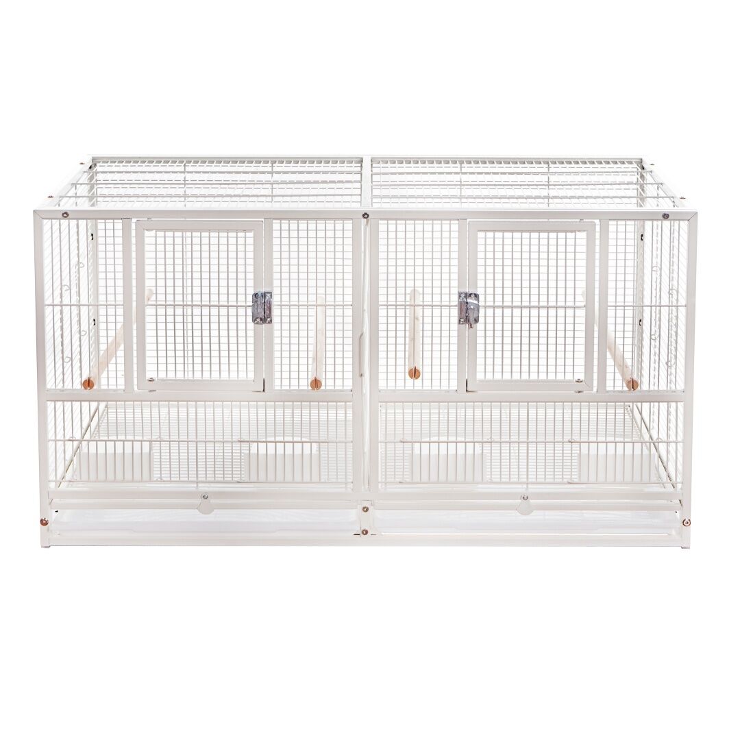 YES4PETS 208cm Stackable White Breeding Bird Budgies Aviary Cage Shelf Wheels
