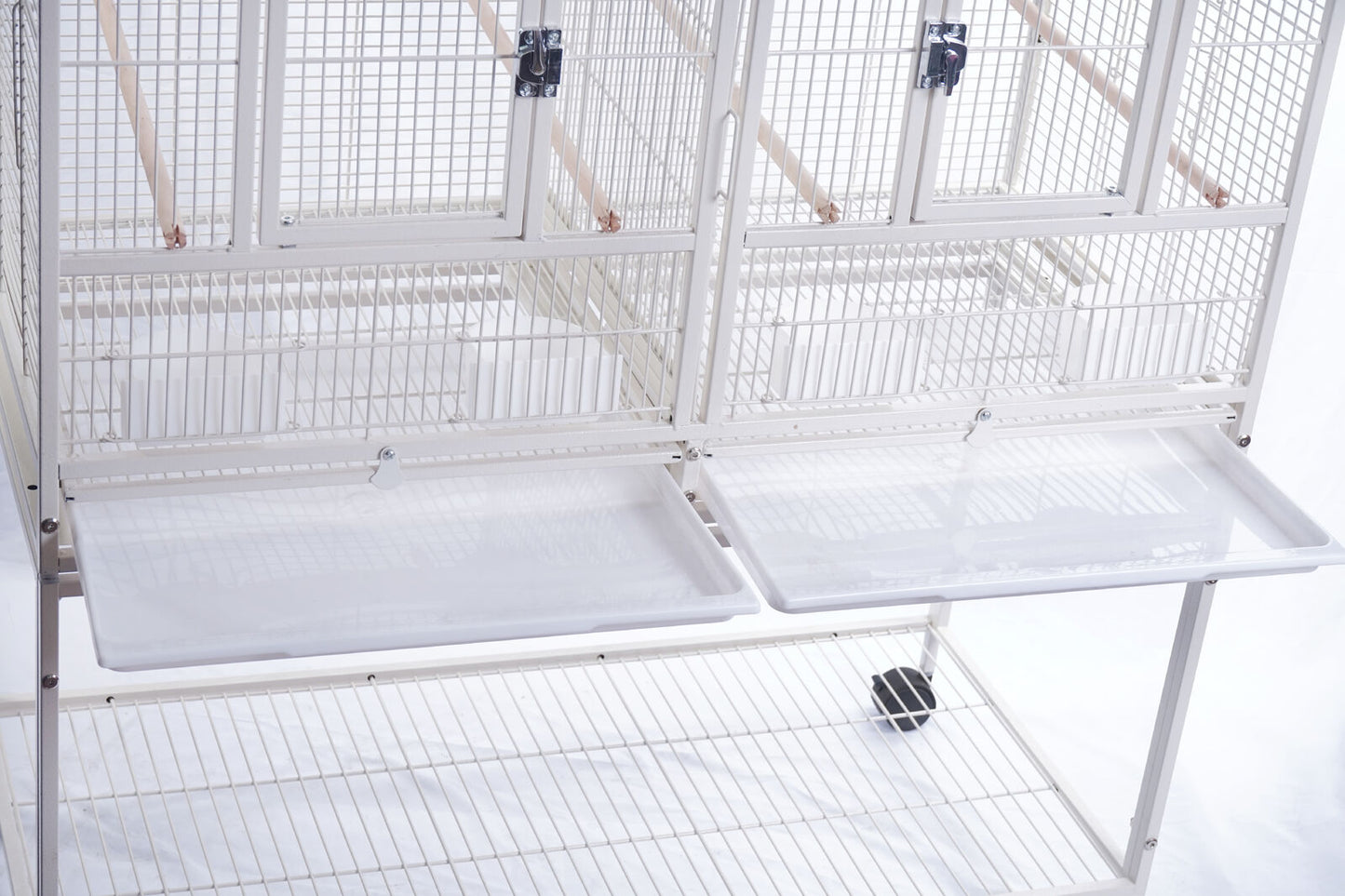 YES4PETS 208cm Stackable White Breeding Bird Budgies Aviary Cage Shelf Wheels